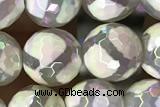 AGAT23 15 inches 8mm faceted round AB-color tibetan agate beads