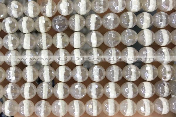 AGAT26 15 inches 8mm faceted round AB-color tibetan agate beads