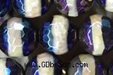 AGAT43 15 inches 8mm faceted round AB-color tibetan agate beads