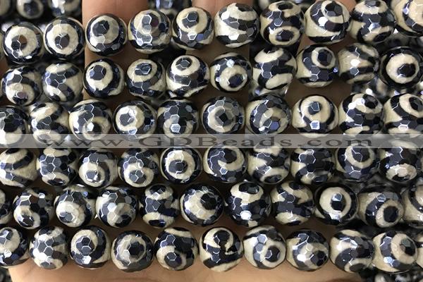 AGAT50 15 inches 10mm faceted round AB-color tibetan agate beads