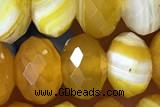 AGAT77 15 inches 6*10mm faceted rondelle banded agate gemstone beads