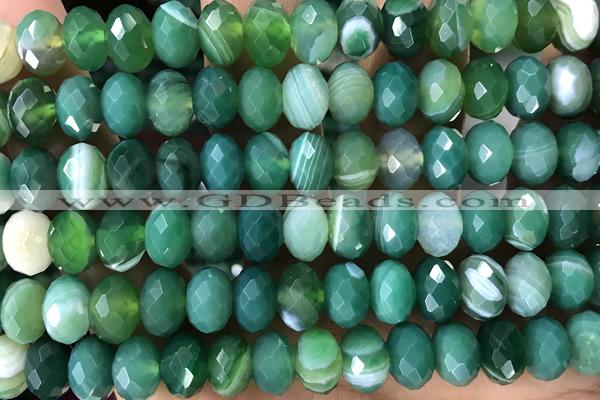 AGAT86 15 inches 6*10mm faceted rondelle banded agate gemstone beads