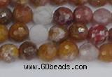 CAG9911 15.5 inches 6mm faceted round red moss agate beads