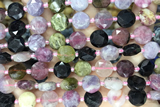 COIN04 15 inches 10mm faceted coin tourmaline gemstone beads