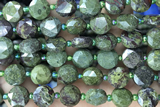 COIN32 15 inches 10mm faceted coin dragon blood jasper beads