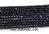 CON122 15.5 inches 4mm faceted round black onyx gemstone beads