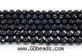 CON125 15.5 inches 8mm faceted round black onyx gemstone beads