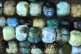 CUBE06 15 inches 3mm faceted cube chrysocolla gemstone beads