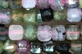 CUBE103 15 inches 3mm faceted cube tourmaline gemstone beads