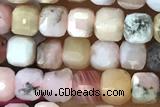 CUBE11 15 inches 3mm faceted cube pink opal gemstone beads