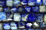 CUBE114 15 inches 3mm faceted cube lapis lazuli beads