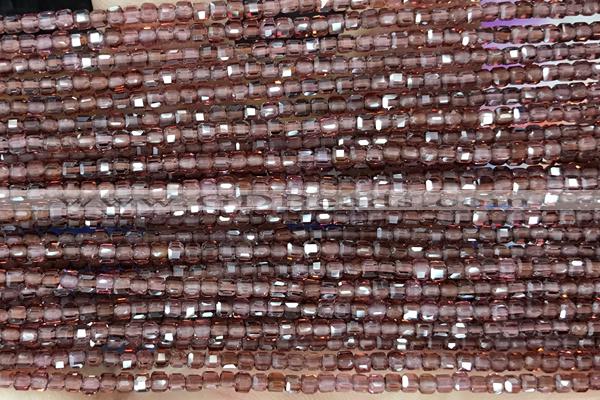 CUBE118 15 inches 2mm faceted cube garnet gemstone beads