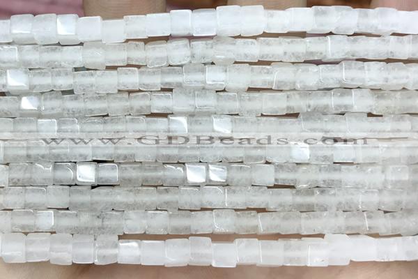 CUBE130 15 inches 4mm cube white jade gemstone beads