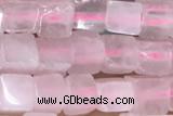 CUBE133 15 inches 4mm cube rose quartz gemstone beads