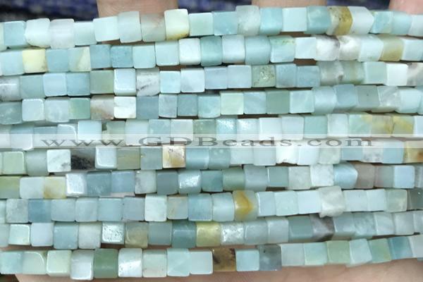 CUBE134 15 inches 4mm cube amazonite gemstone beads