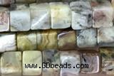 CUBE135 15 inches 4mm cube yellow crazy lace agate beads