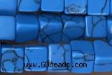 CUBE143 15 inches 4mm cube synthetic turquoise gemstone beads