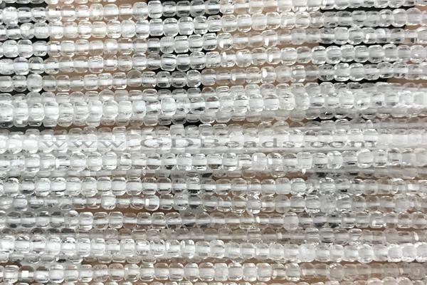 CUBE15 15 inches 2mm faceted cube white crystal gemstone beads