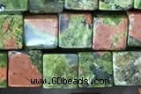 CUBE169 15 inches 6mm cube unakite gemstone beads