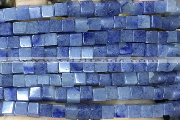 CUBE177 15 inches 6mm cube blue aventurine gemstone beads