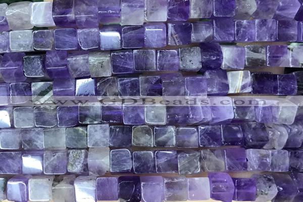 CUBE178 15 inches 6mm cube amethyst gemstone beads