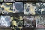 CUBE181 15 inches 6mm cube leopard skin jasper gemstone beads