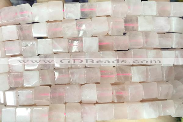 CUBE190 15 inches 8mm cube rose quartz gemstone beads