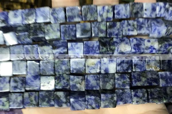 CUBE196 15 inches 8mm cube blue spot stone gemstone beads