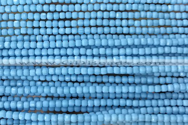 CUBE22 15 inches 2.5mm faceted cube turquoise gemstone beads