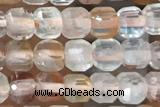 CUBE23 15 inches 3mm faceted cube pink quartz gemstone beads