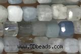 CUBE30 15 inches 3mm faceted cube aquamarine gemstone beads