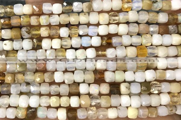 CUBE32 15 inches 4mm faceted cube opal gemstone beads