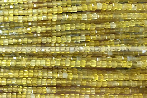 CUBE34 15 inches 2.5mm faceted cube yellow opal gemstone beads