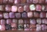 CUBE36 15 inches 2.5mm faceted cube rhodonite gemstone beads