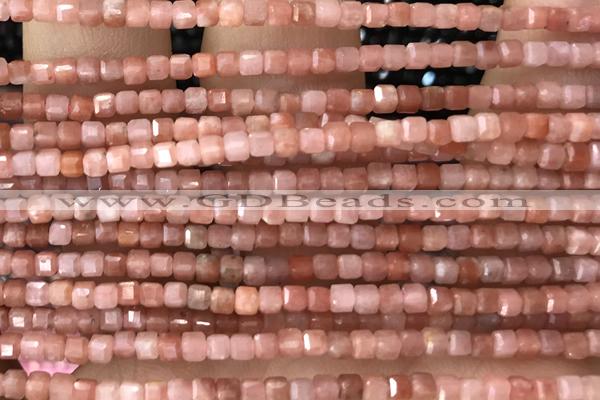 CUBE37 15 inches 2.5mm faceted cube moonstone gemstone beads