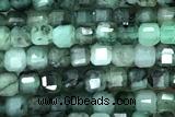 CUBE50 15 inches 2mm faceted cube emerald gemstone beads