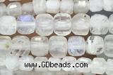 CUBE53 15 inches 3mm faceted cube white moonstone gemstone beads