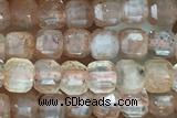 CUBE65 15 inches 3mm faceted cube sunstone gemstone beads