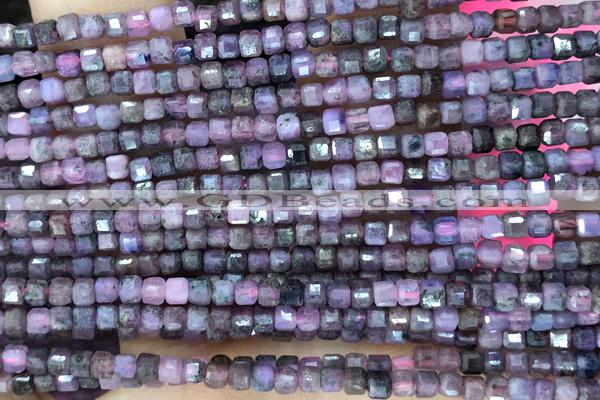 CUBE75 15 inches 2.5mm faceted cube ruby sapphire gemstone beads