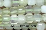 CUBE81 15 inches 3mm faceted cube prehnite gemstone beads