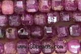 CUBE83 15 inches 3mm faceted cube ruby gemstone beads