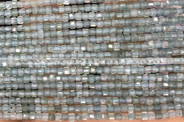 CUBE86 15 inches 3mm faceted cube quartz gemstone beads