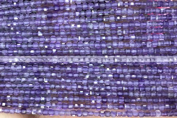 CUBE91 15 inches 2mm faceted cube amethyst tgemstone beads