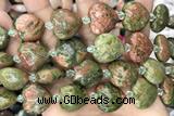 HEAR13 15 inches 20mm heart unakite gemstone beads