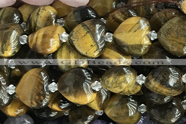 HEAR17 15 inches 20mm heart yellow tiger eye beads