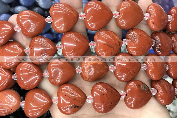 HEAR21 15 inches 20mm heart red jasper gemstone beads