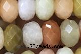 JADE02 15 inches 5*8mm faceted rondelle flower jade gemstone beads