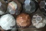 JASP01 15 inches 8mm faceted round wooden jasper gemstone beads