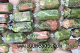 NUGG01 15 inches 12*25mm – 13*28mm faceted nuggets unakite beads