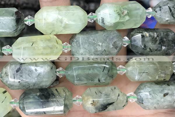 NUGG08 15 inches 12*25mm – 13*28mm faceted nuggets green rutilated quartz beads